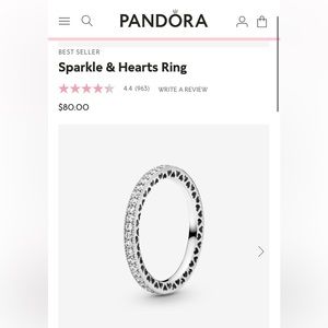 Pandora Sparkle and Hearts Ring